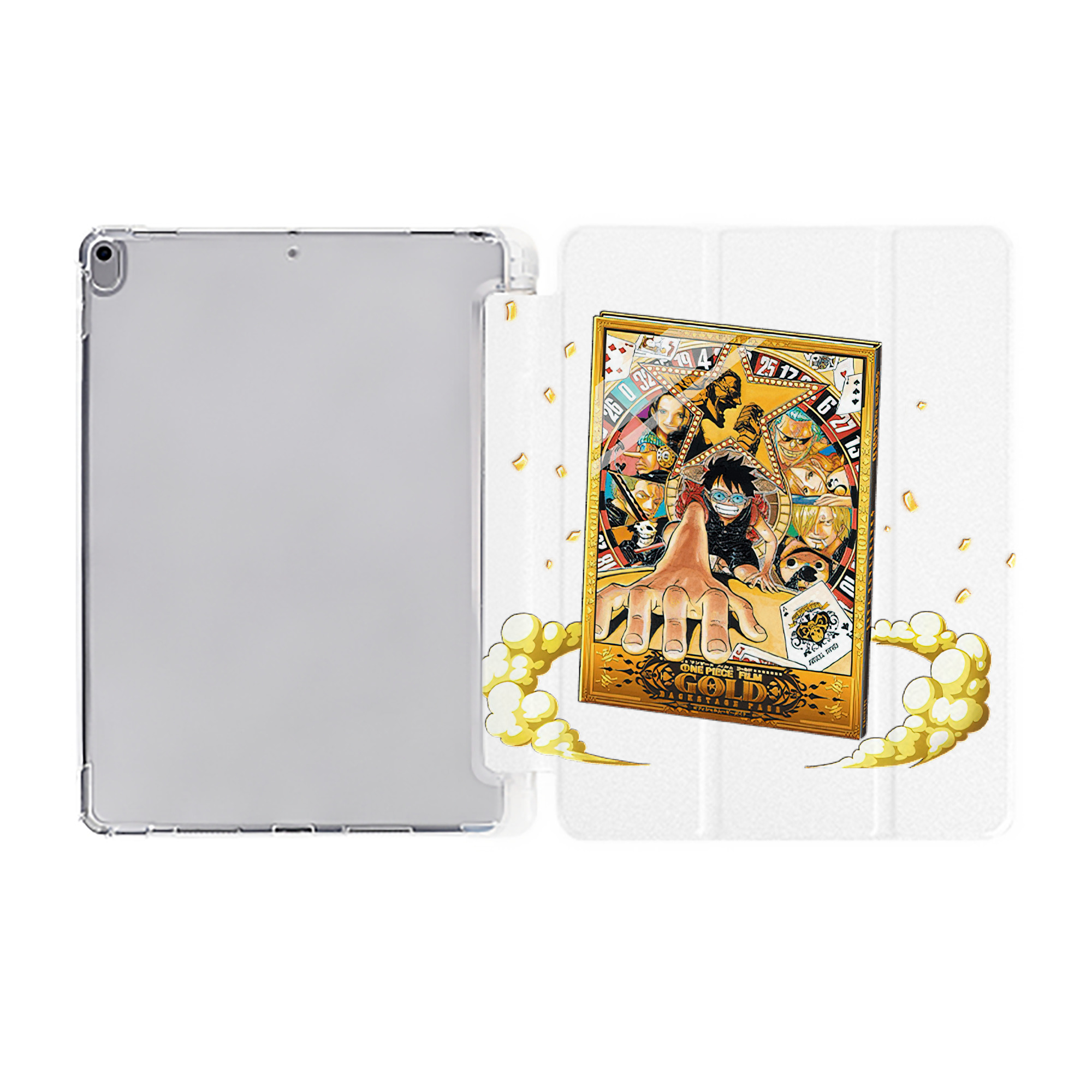 （画像用） ワンピース モンキー・D・ルフィ ONE PIECE Monkey D. Luffy IPad ケース ペン収納付き 三つ折りスタンド PUレザー×シリコン 対応機種9.5/10.5/10.9インチ